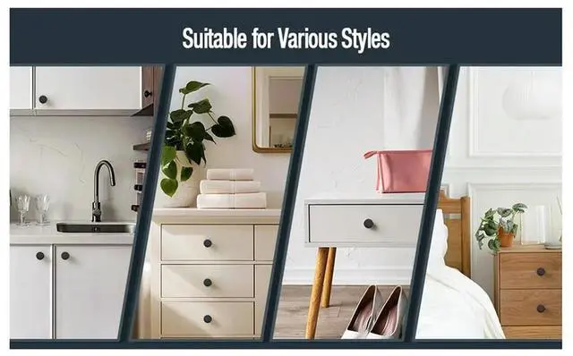 Alt view image 3 of 3 - Cabinet Knobs, Matte Black Kitchen Cabinet Knobs, 3cm Round Drawer Pulls, for Dresser Drawers Closets 15 Pack