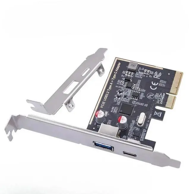 Main image of PCIE USB 3.2 GEN2 10G + Type C 10G Adapter PCI Express X4 Expansion Card Riser ASM1142 Chip Controller + Low Bracket for Desktop