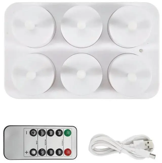 Alt view image 3 of 6 - Rechargeable Flameless Tea Lights Candles with Charging Station 6Pcs Tea Lights Candles with Remote & Timer