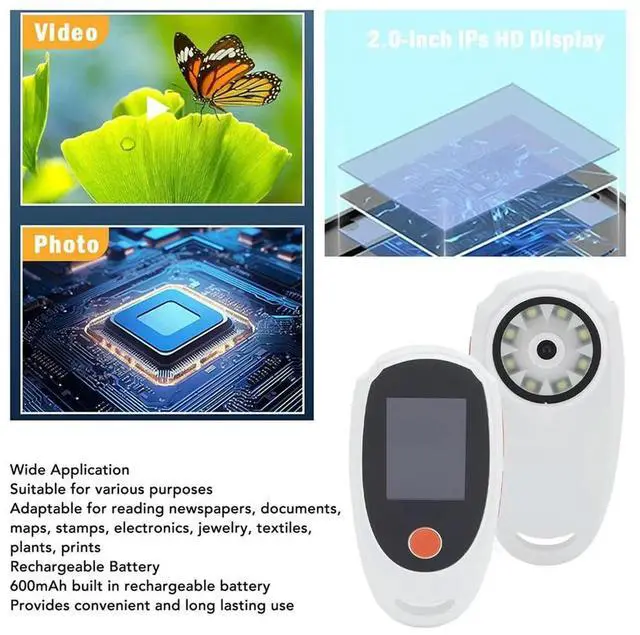 Main image of Digital Microscope Handheld Digital Microscope with LED Light 2MP 2 Inch Screen Digital Magnifying Glass for Plants