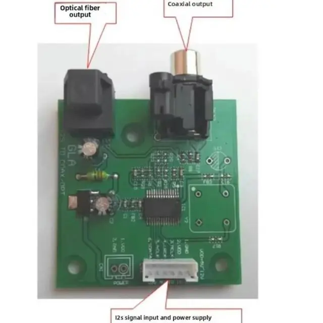 Alt view image 3 of 6 - I2S to SPDIF coaxial optical fiber output board/IIS input coaxial output supports sampling 44.1K~192K