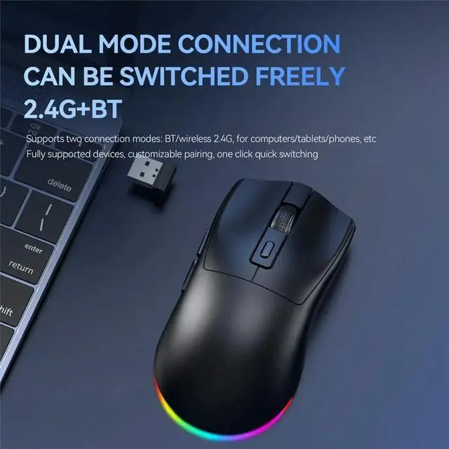 Alt view image 2 of 6 - Rechargeable Gaming Mouse with Charging Dock Bluetooth 2.4G Dual Mode Backlight Ergonomic Design Game Mouse A