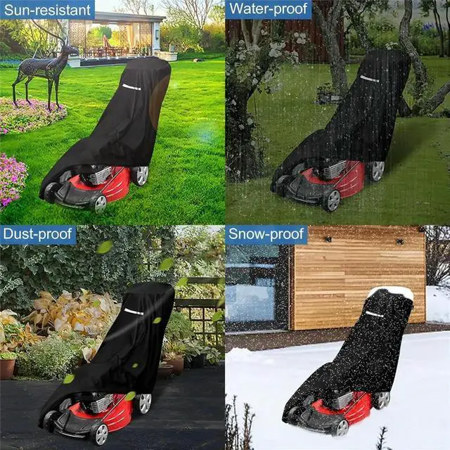 Main image of Heavy Duty Waterproof Lawn Mower Cover Universal Fit Push Mower UV Protection with Drawstring Bag