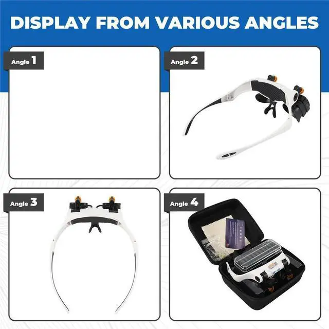 Main image of Glasses for Close Work, Jewelers Magnifying Glass with Light & 5 Interchangeable Lens Pairs(2X 4X 6X 10x 13x), Headband