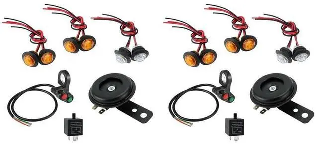 Main image of 2X Universal Motorcycle Turn Signal Light LED Kit With Horn Turn Signal Headlight Horn 3-Pin Relay For ATV UTV