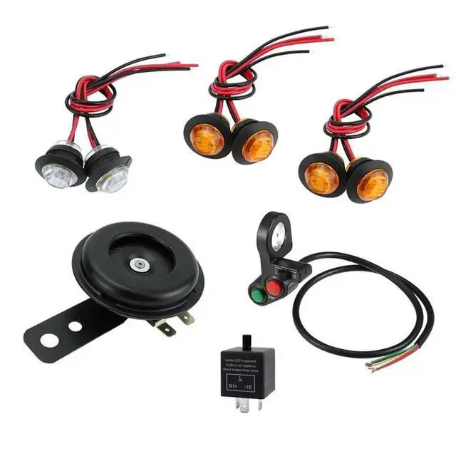 Alt view image 3 of 3 - 2X Universal Motorcycle Turn Signal Light LED Kit With Horn Turn Signal Headlight Horn 3-Pin Relay For ATV UTV