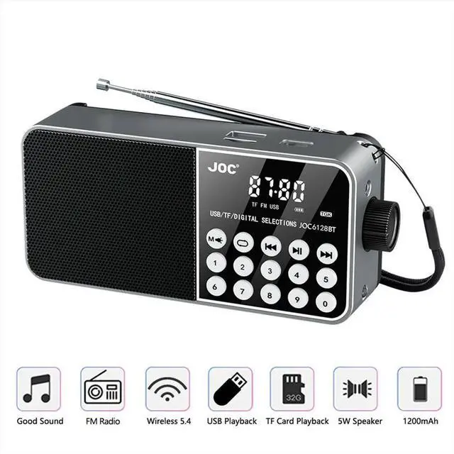 Main image of Radio Speaker Support TF Card Digital FM Radio LED Display Stereo MP3 Player for Senior Red