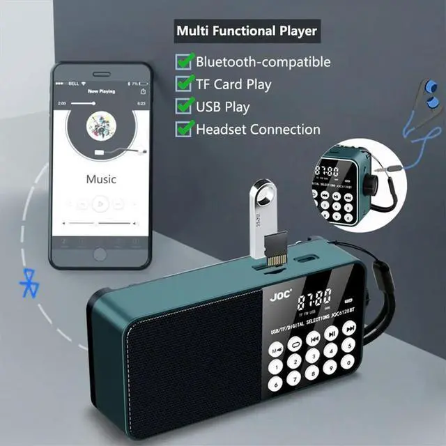 Alt view image 2 of 3 - Radio Speaker Support TF Card Digital FM Radio LED Display Stereo MP3 Player for Senior Red