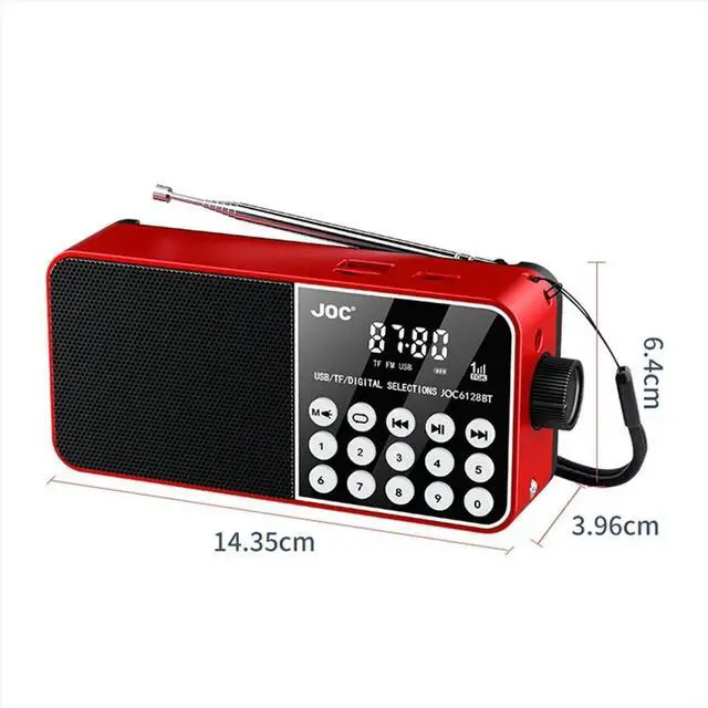 Alt view image 3 of 3 - Radio Speaker Support TF Card Digital FM Radio LED Display Stereo MP3 Player for Senior Red
