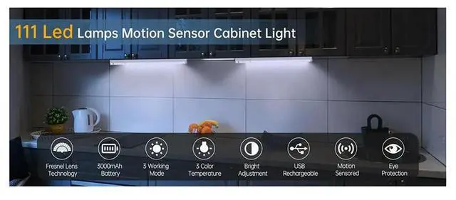Main image of Under Cabinet Light Rechargeable LED Bar, 3 Modes Magnetic Closet Lighting for Wardrobe,Closet,Kitchen