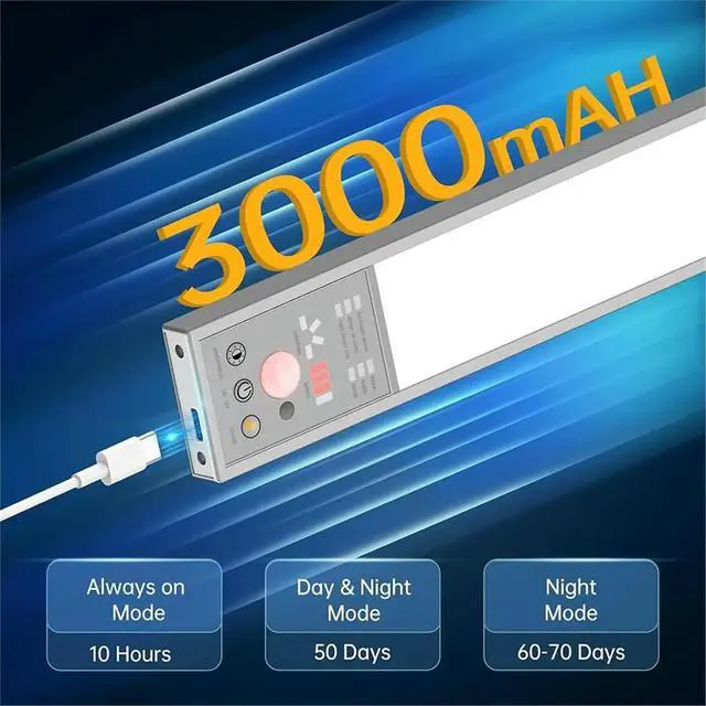 Alt view image 2 of 3 - Under Cabinet Light Rechargeable LED Bar, 3 Modes Magnetic Closet Lighting for Wardrobe,Closet,Kitchen