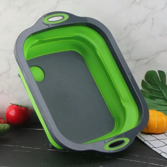 Alt view image 2 of 3 - Folding Camping Cutting Board Dish Basin BBQ Prep Tub Camp Sink Dish Washing Station Multifunctional Basket