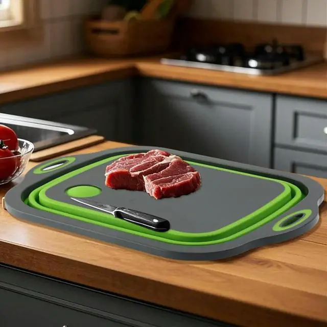 Alt view image 3 of 3 - Folding Camping Cutting Board Dish Basin BBQ Prep Tub Camp Sink Dish Washing Station Multifunctional Basket