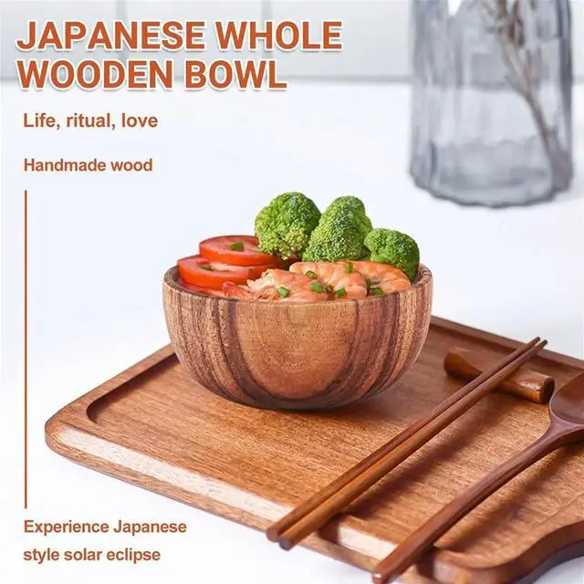 Alt view image 3 of 3 - Natural Handmade Solid Wooden Bowl, Round Dining Room Bowl, Premium Wooden Kitchen Utensils 16x7cm