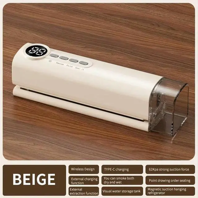 Alt view image 3 of 3 - Vacuum Sealer Digital Display Strong Suction Easy to Use Multi-Purpose Heat Sealer Rechargeable Food Bag Sealer