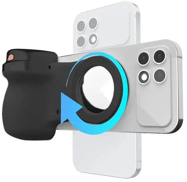 Alt view image 3 of 3 - Magnetic Phone Camera Recording Hand Grip Phone Holder Photography Aid Remote Control Handle for Most phone Black