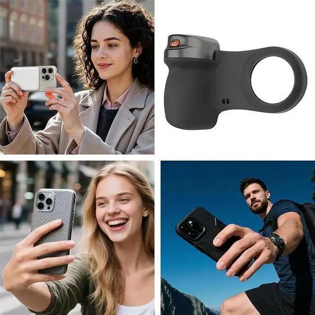Alt view image 2 of 3 - Magnetic Phone Camera Recording Hand Grip Phone Holder Photography Aid Remote Control Handle for Most phone Black