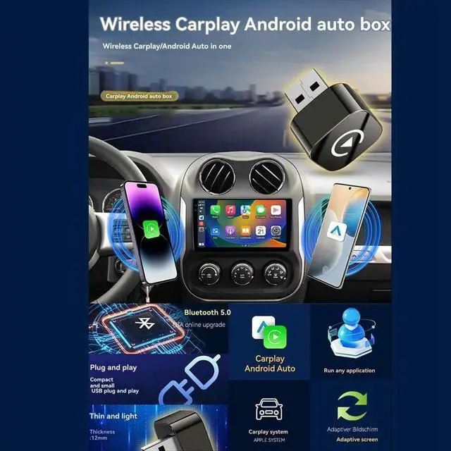 Alt view image 3 of 3 - 2in1 Carplay Android Auto AI Box USB Car Dongle Bluetooth for Wired CarPlay/Andriod Auto Car