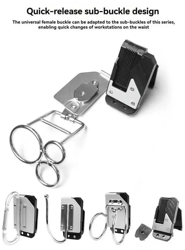 Alt view image 3 of 3 - 3-Ring Rotating Hammer Hang Buckle Tool Quick-Release Clip Power Tool Quick-Release Clip Tape Measure Clip Belt Quick