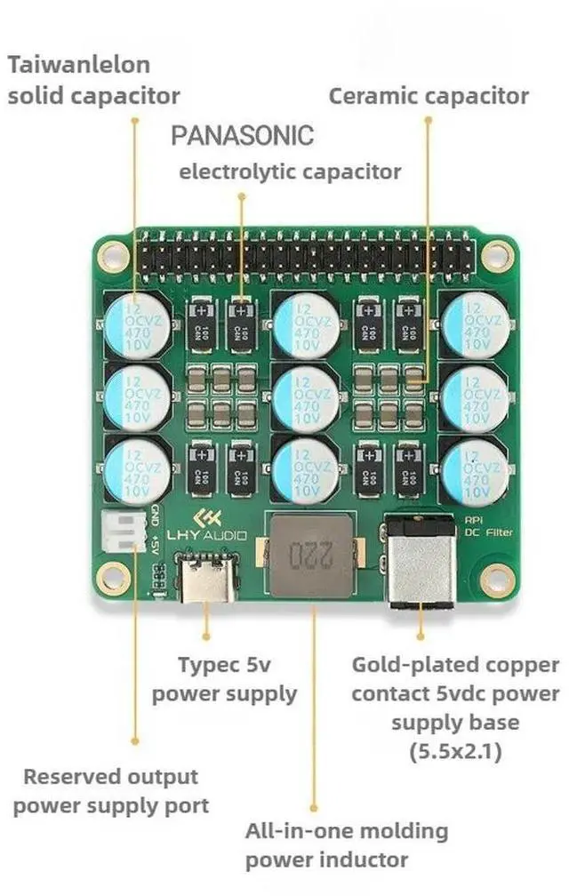 Alt view image 2 of 6 - I2S Signal Purifier Isolation Expansion Board CLC Filter for Raspberry Pi4/5/DAC Audio Decoder