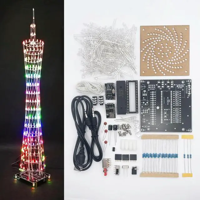 Main image of DIY Electronic Kit Canton Tower LED DIY Soldering Project Bluetooth Control Colorful Fog Light Flashing Project (No Case)