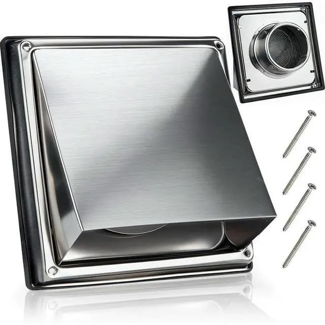 Main image of Rain Shield 45°, Stainless Steel 4 Inch For Dryer Vent Cover Outside, Silver Exterior Wall, For Dryer Duct And RV