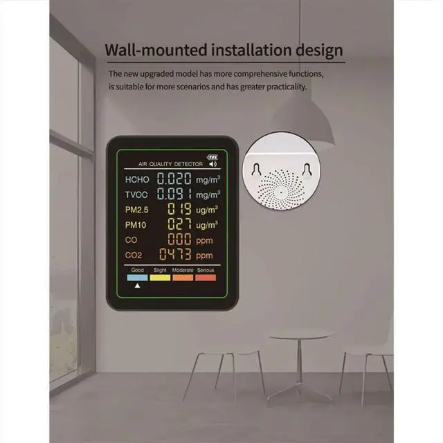 Main image of 6 in 1 Air Monitor Multifunctional Automatic Display Indoor Office Wall Hanging Screen Display Air Detector B