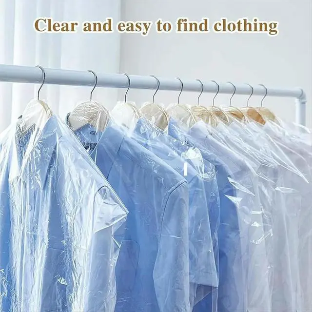 Alt view image 2 of 3 - 30PCS Transparent Dustproof Garment Protector Cover Bag Disposable Hanging Pockets Clothes Cover Bag Organizer