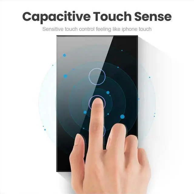 Main image of Wall Switch 3 Gang Touch Sensor LED Light Switches Home Alexa Google Home Control White US Plug