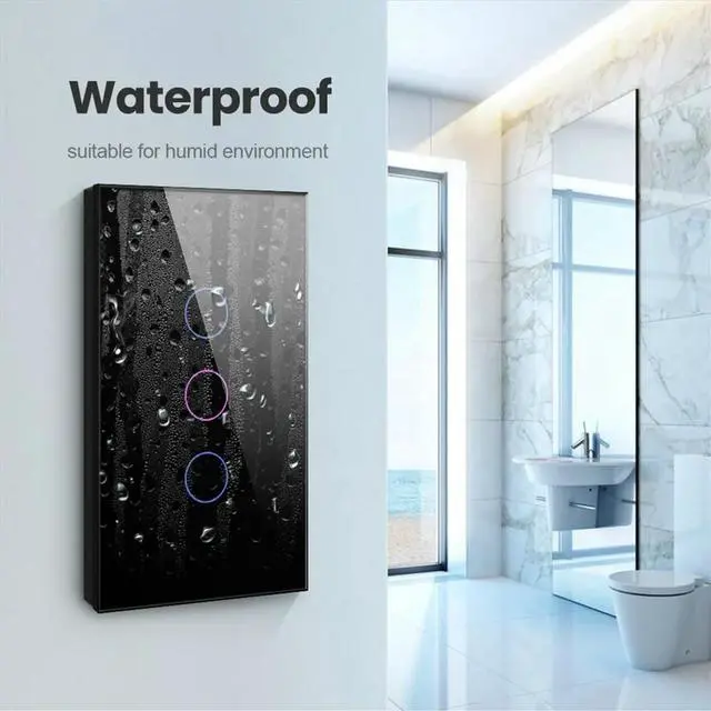 Alt view image 2 of 3 - Wall Switch 3 Gang Touch Sensor LED Light Switches Home Alexa Google Home Control White US Plug