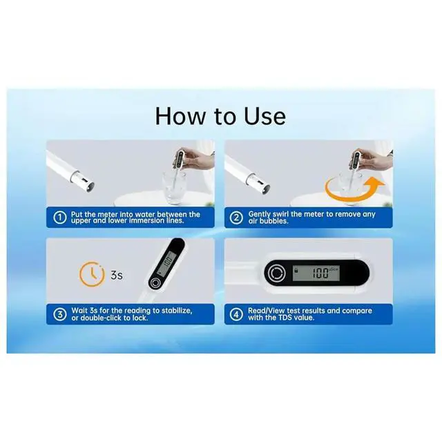 Alt view image 3 of 3 - 4 in 1 TDS Meter,0-9999 PPM, Water Tester for Drinking Water,TDS Water Tester/EC/Temp High Accurate Water Meter