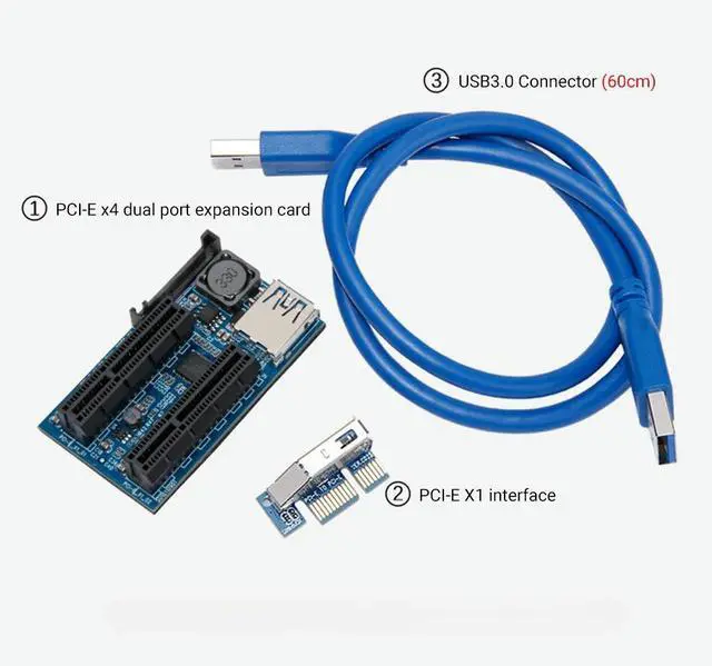 Main image of Add On Card PCI Express USB 3.0 Adapter PC Components Extender PCIE Riser PCI-E Card Riser PCI E Riser for Video Card