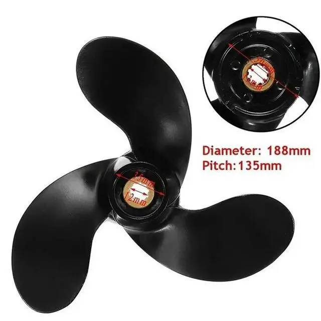 Alt view image 2 of 3 - 58110-97JA0-019 188X135mm Boat Propeller 7-3/8X5-3/8 A520 For Suzuki Outboard Engines 4-610 Tooth Spline RH 2.5HP