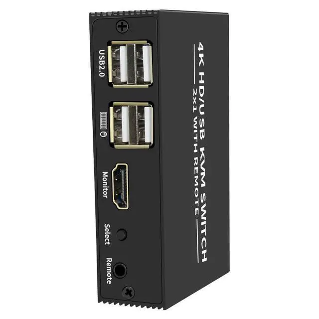 Alt view image 2 of 6 - 2 Port HDTV KVM Switch 2x1 4K HDMI USB Switch Selector 2 in 1 out with USB Hub Desktop Controller Sharing Monitor Mouse Keyboard