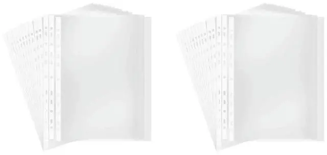 Main image of YM-200Pages A4 Punched Pocket, Clear 11-Hole Sheet Protector Binder Pocket Paper File Letter Sheet Binder Sleeves 8 Silk
