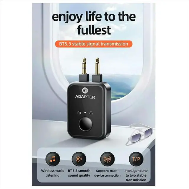 Alt view image 2 of 6 - Bluetooth Launcher Two -in -One 5.3 Non -Destructive Headset Aircraft Plug Audio Conversion Adapter 3.5mm AUX