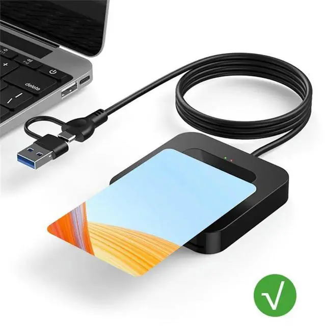 Main image of USB 2.0 Card Reader 2-in-1 IC Card Reader with Contact and NFC for Bank ATM Tax Reporting