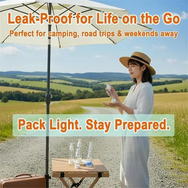 Alt view image 3 of 6 - Vacuum Travel Set -for Skincare & Toiletries (15ml, 30ml, 50ml), Filling Tools and Waterproof Zipper Bag