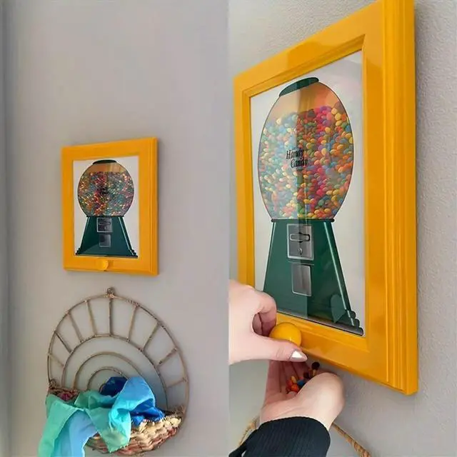 Main image of Candy Dispenser Picture Frame Wall Mount Gumball Machine for Desk Countertop Kids Adults Office Sweet Display Gift