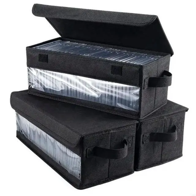 Alt view image 2 of 6 - Fabric Box With Cover And Carry Handle Stores 30 disks Space Saving Design For Home And Office