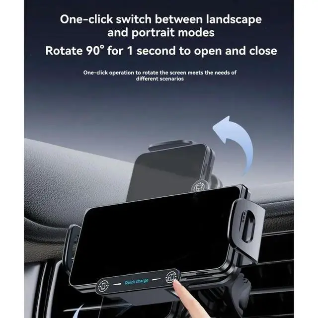 Alt view image 2 of 6 - Car Charger Universal Dual Coil Foldable Phone Holder 15W Fast Charging Car Vents Phone Mount Holder