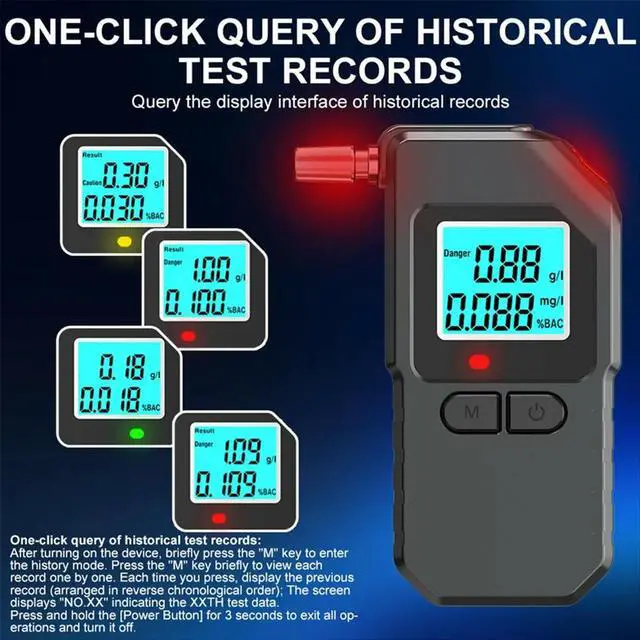 Alt view image 2 of 3 - Professional High-Accuracy Breathalyzers for with LCD Digital Display Personal Breath Detector