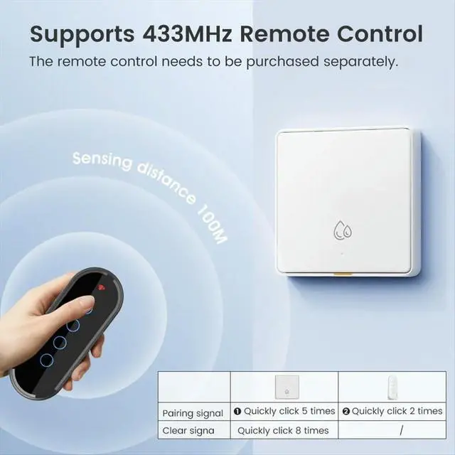 Alt view image 3 of 6 - 20A 4000W RF433 Switch for Hot Water Heater AI Assistant Tuya Wall Switch Power Monitor Work Black