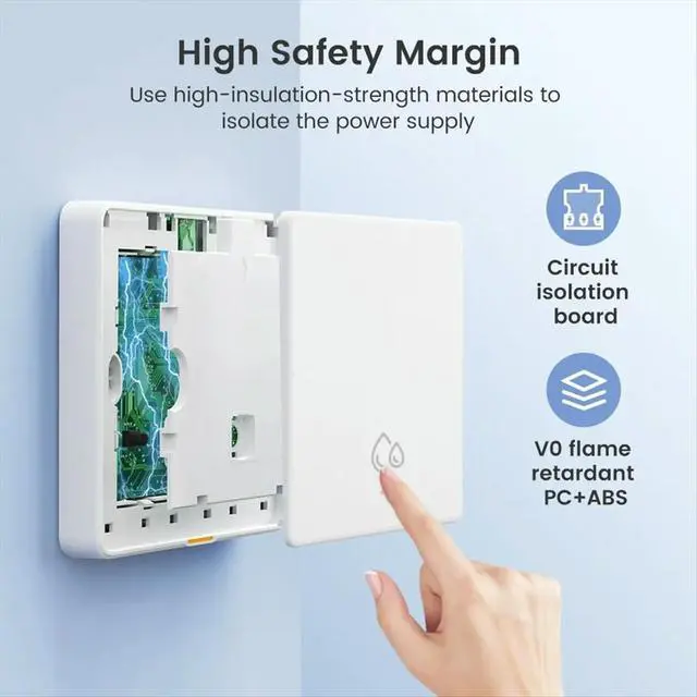 Alt view image 2 of 6 - 20A 4000W RF433 Switch for Hot Water Heater AI Assistant Tuya Wall Switch Power Monitor Work Black
