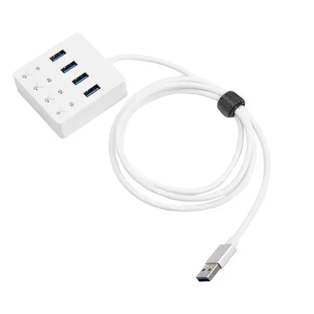 Alt view image 3 of 6 - Desktop Expansion Hub with 4x USB 3.0 Ports Volume Control for PC Hosts One-Click Screen Off & Mute Function