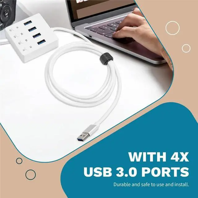 Main image of Desktop Expansion Hub with 4x USB 3.0 Ports Volume Control for PC Hosts One-Click Screen Off & Mute Function