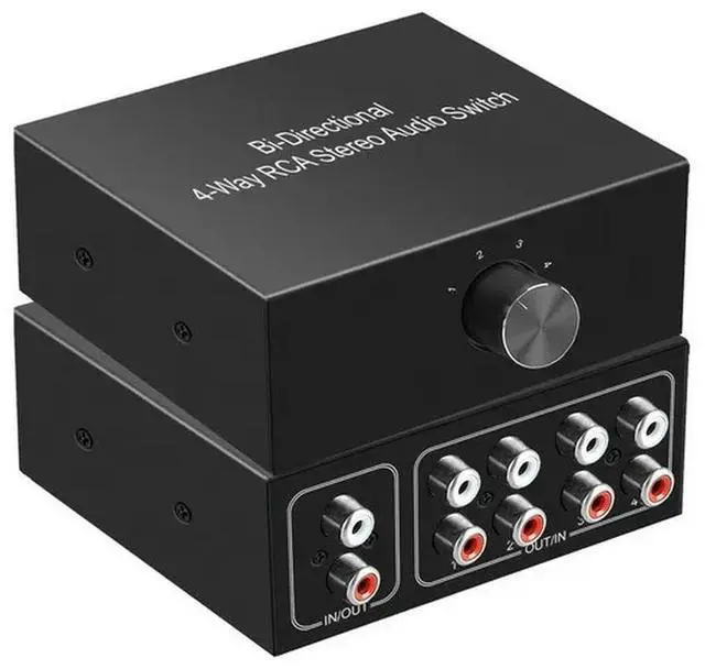 Main image of 4-Way Stereo L/R Sound Channel Bi-Directional Audio Switcher, 1 in 4 Out or 4 in 1 Out, L/R Sound Channel Audio Switch Splitter
