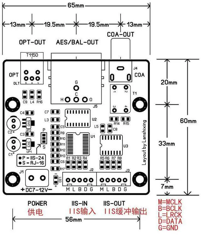 Alt view image 3 of 6 - IIS to coaxial output Italian USB interface Coaxial fiber output I2S to S/PDIF