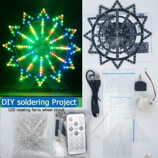 Main image of DIY electronic kit LED rotating ferris wheel circuit learning soldering kit 16kinds flashing mode remote control(not assembled