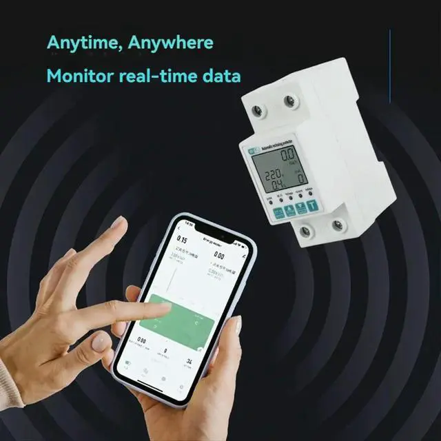 Alt view image 2 of 6 - Tuya 2P Energy Meter Power KWh Meter Earth Leakage over Under Voltage Protector Work with Tuya Life